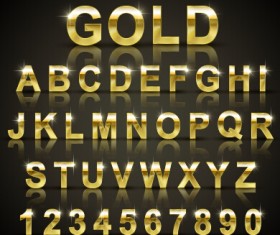 shining gold Letters and numbers vector