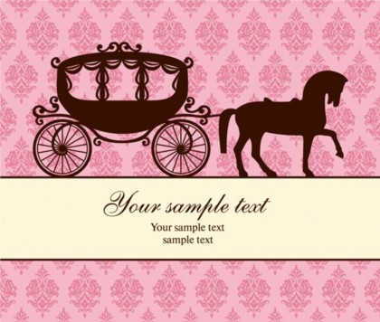 Carriage silhouetter and classical decorative background vector