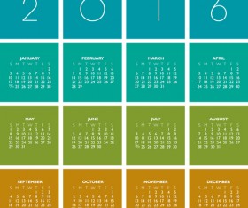 2016 Calendar boxes vector