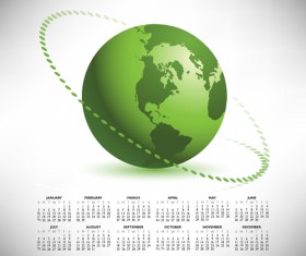 2016 Calendar with green globe vector 02