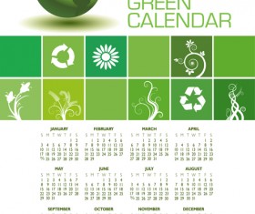 2016 Calendar with green globe vector 03
