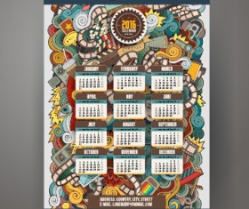 2016 Calendar with ornaments pattern vector 07