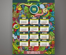 2016 Calendar with ornaments pattern vector 08