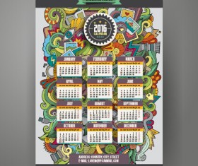 2016 Calendar with ornaments pattern vector 09