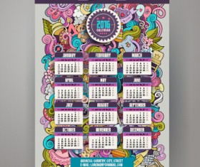 2016 Calendar with ornaments pattern vector 10