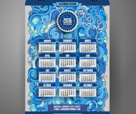 2016 Calendar with ornaments pattern vector 12