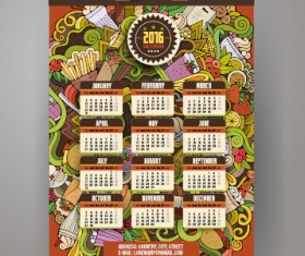 2016 Calendar with ornaments pattern vector 13