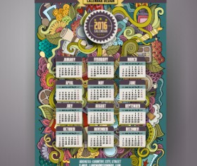 2016 Calendar with ornaments pattern vector 14