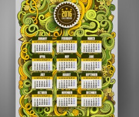 2016 Calendar with ornaments pattern vector 16