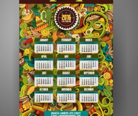 2016 Calendar with ornaments pattern vector 17