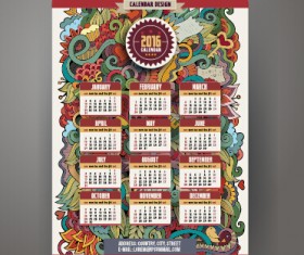 2016 Calendar with ornaments pattern vector 18