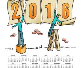 2016 Calendars cute cartoon vector material