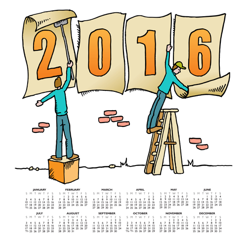 2016 Calendars cute cartoon vector material