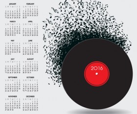 2016 Calendars with music vector design 02