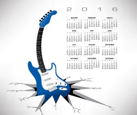 2016 Calendars with music vector design 03