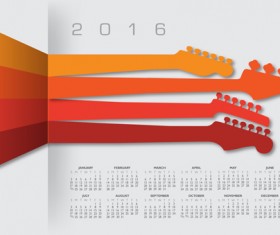 2016 Calendars with music vector design 04