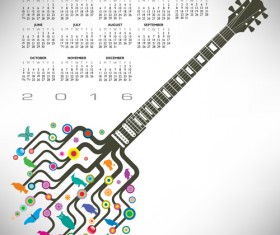 2016 Calendars with music vector design 05