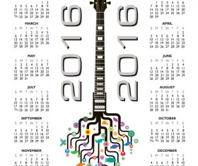 2016 Calendars with music vector design 07