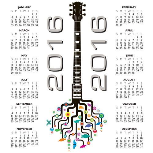 2016 Calendars with music vector design 07