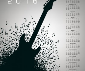 2016 Calendars with music vector design 08