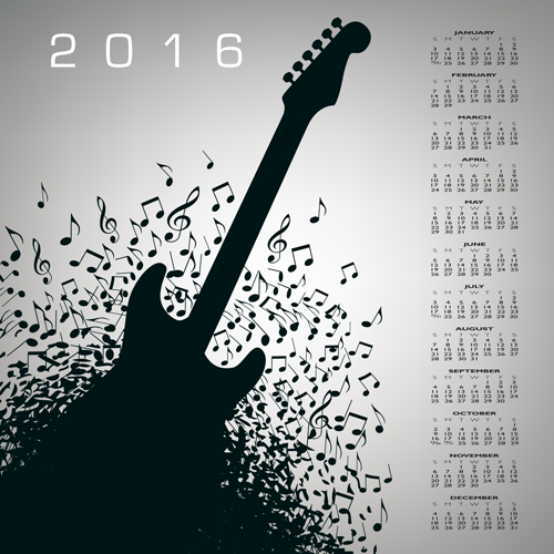 2016 Calendars with music vector design 08