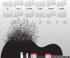 2016 Calendars with music vector design 09