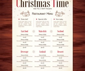 2016 Christmas restaurant price menu vector
