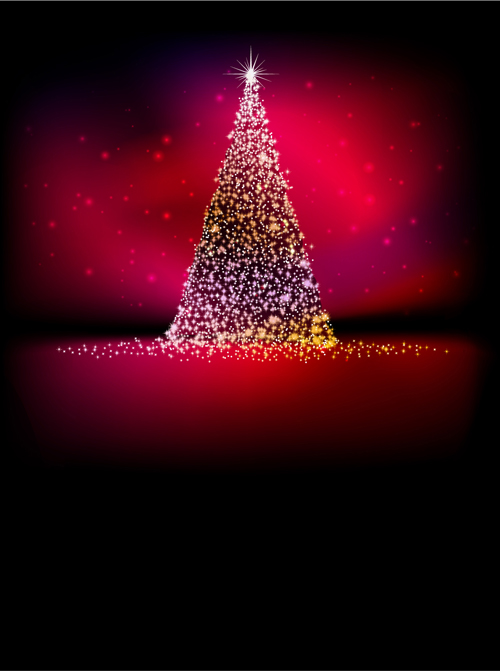 2016 Christmas tree with Halation background vector 01