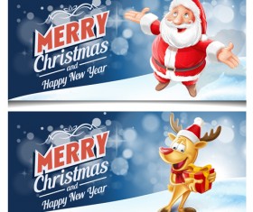 2016 Merry christmas with new year banners vector 02