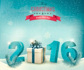 2016 New year design with winter background vector 01