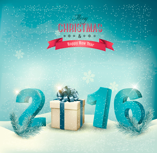 2016 New year design with winter background vector 01