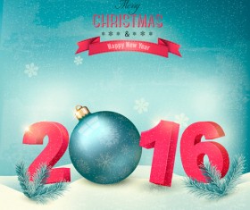 2016 New year design with winter background vector 02