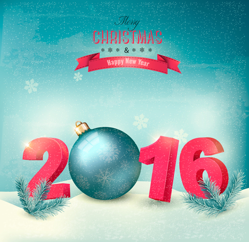 2016 New year design with winter background vector 02