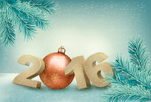 2016 New year design with winter background vector 03