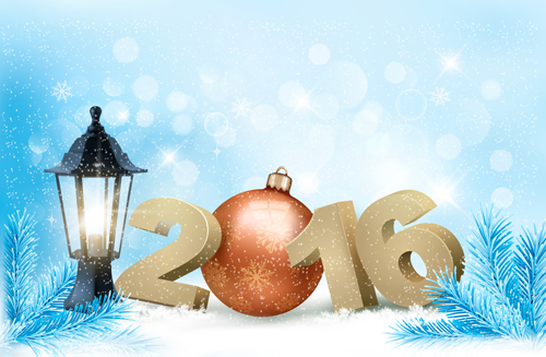 2016 New year design with winter background vector 04