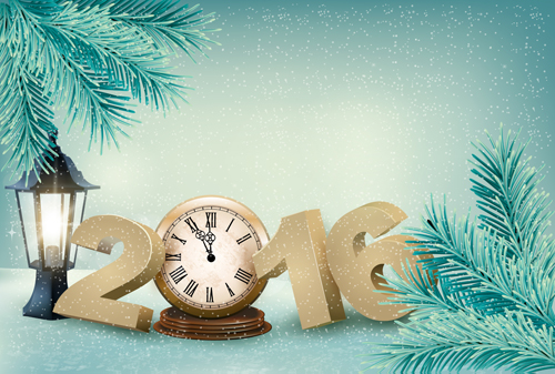 2016 New year design with winter background vector 06