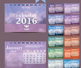 2016 New year desk calendar vector material 02