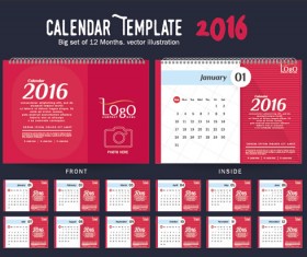 2016 New year desk calendar vector material 03