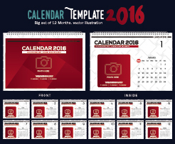 2016 New year desk calendar vector material 04