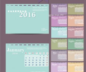 2016 New year desk calendar vector material 05
