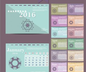 2016 New year desk calendar vector material 06