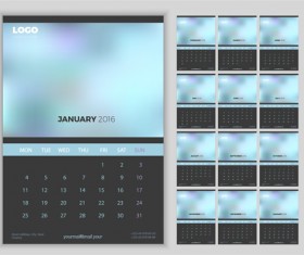 2016 New year desk calendar vector material 07