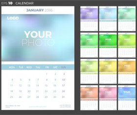 2016 New year desk calendar vector material 08