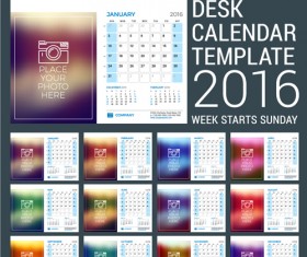 2016 New year desk calendar vector material 09