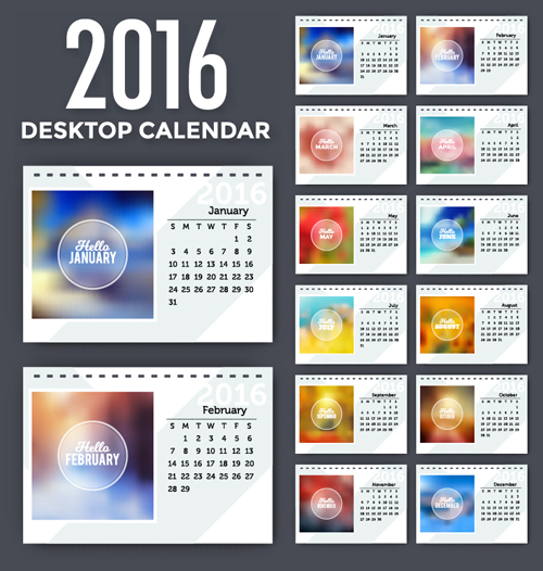 2016 New year desk calendar vector material 10