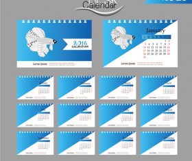 2016 New year desk calendar vector material 11