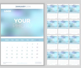 2016 New year desk calendar vector material 12