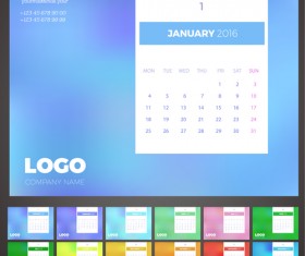 2016 New year desk calendar vector material 13