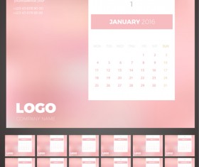 2016 New year desk calendar vector material 14