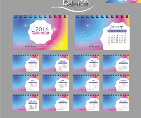 2016 New year desk calendar vector material 16